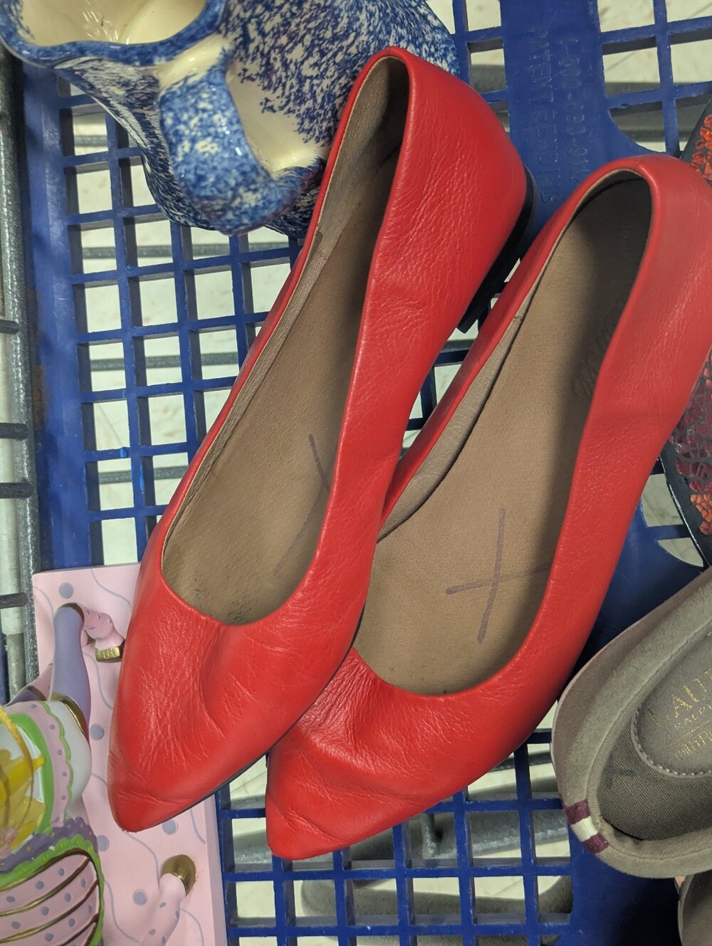 Madewell Women's 8 Red Leather Ballet Flats Slip-On Pointed Toe